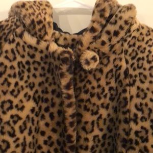SweatyRocks Women Leopard Hooded Faux Fur Coat